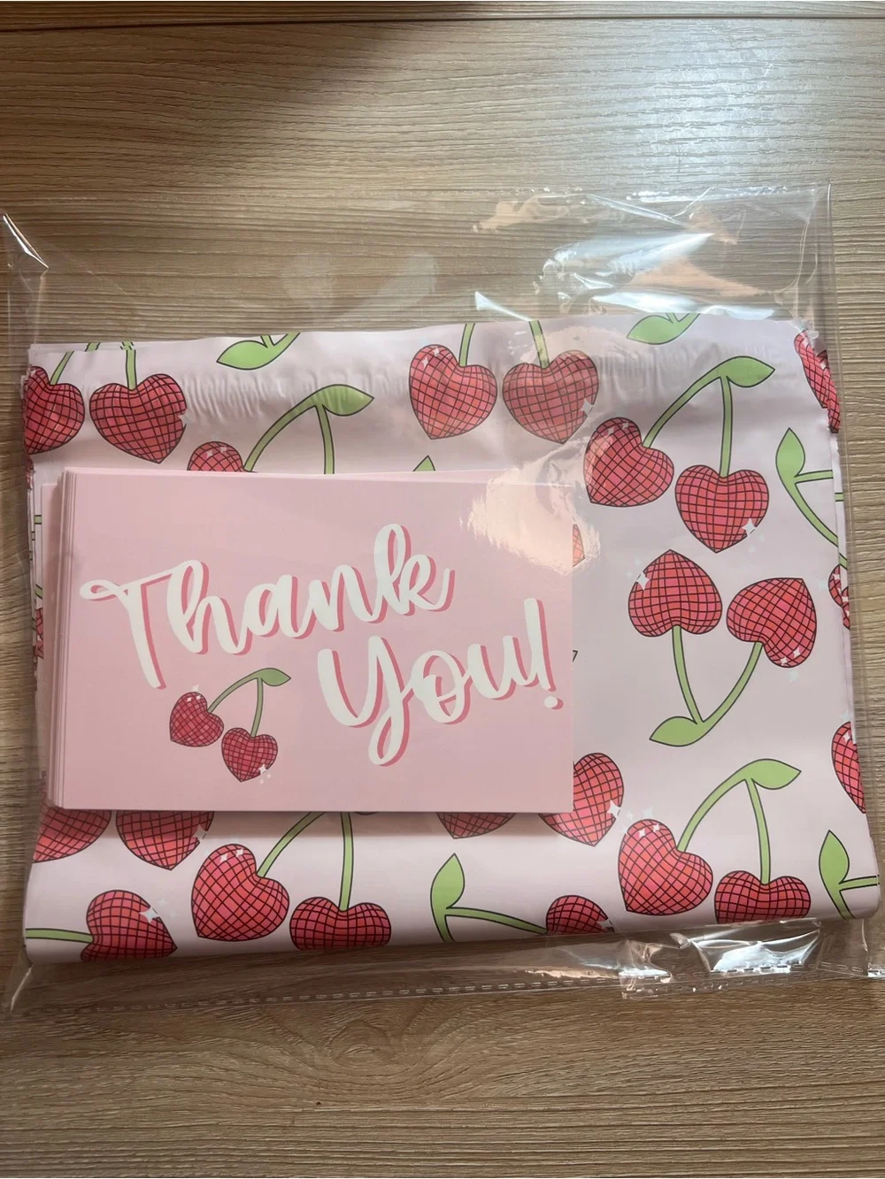 25 Cherry 10x13 Poly Mailers & 25 Thank You Cards 50PC Shipping Bundle